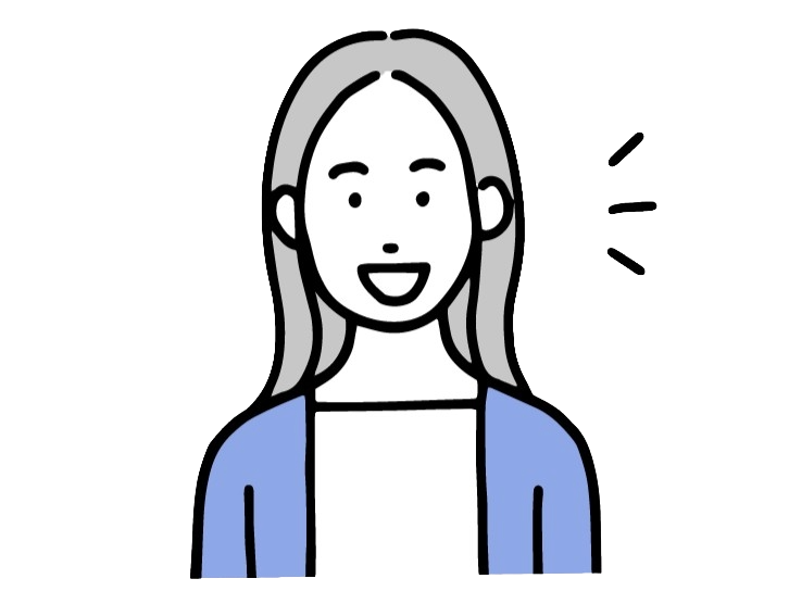 納得したような明るい笑顔で前を向く女性のイラスト