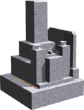 伝統的な和型墓石と戒名を刻む墓誌のセット画像